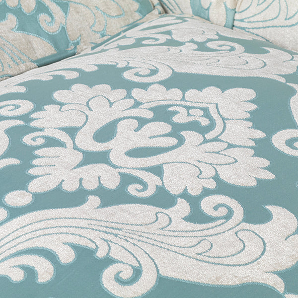 ロココ調3シーターソファ　ホワイト x ブルーダマスク柄　Symphony(シンフォニー)