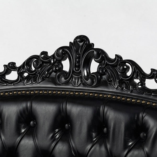 ロココ調3シーターソファ　ブラック x ブラックPU　Symphony(シンフォニー)