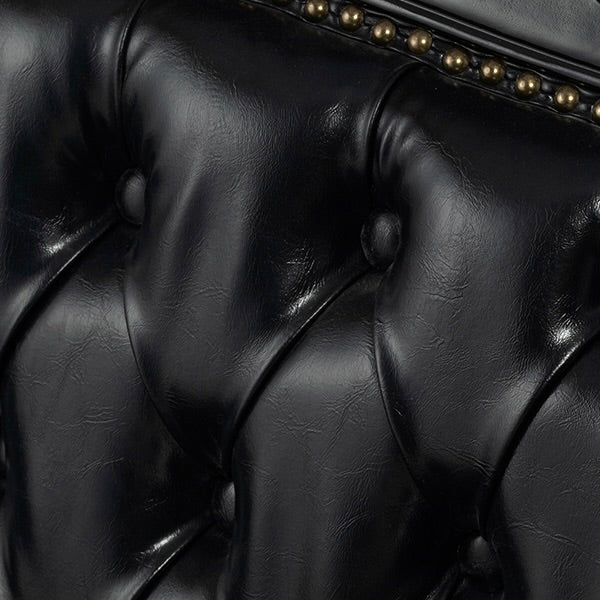 ロココ調3シーターソファ　ブラック x ブラックPU　Symphony(シンフォニー)