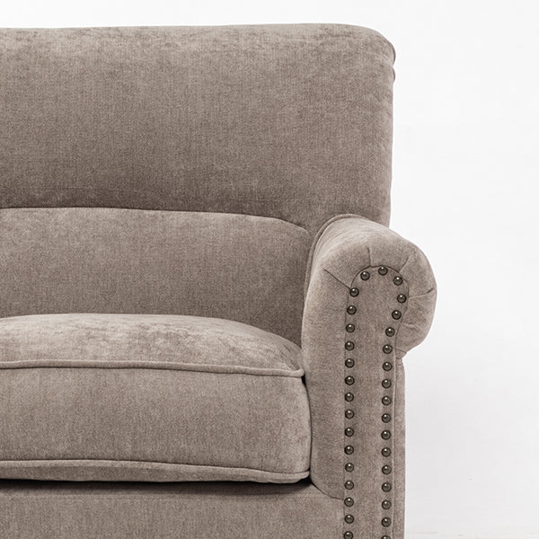 ライトグレーファブリックヴィンテージスタイル3シーターソファ　VINCENT(ヴィンセント)