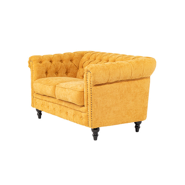 イエローファブリックコンパクトチェスターフィールド2シーターソファ　VINCENT(ヴィンセント)
