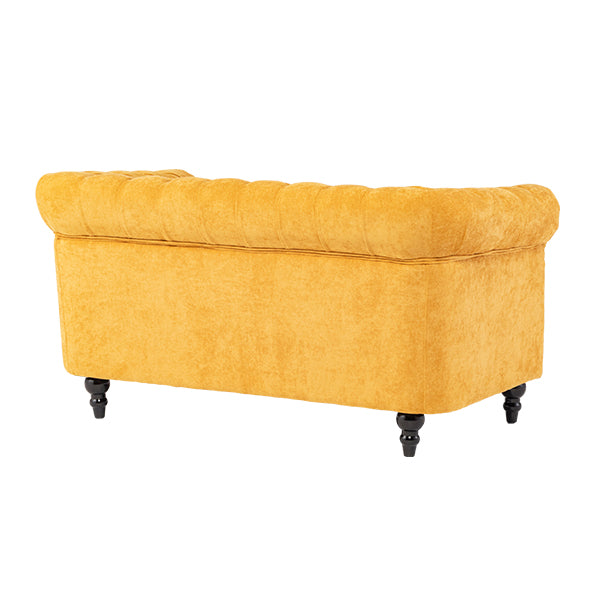 イエローファブリックコンパクトチェスターフィールド2シーターソファ　VINCENT(ヴィンセント)