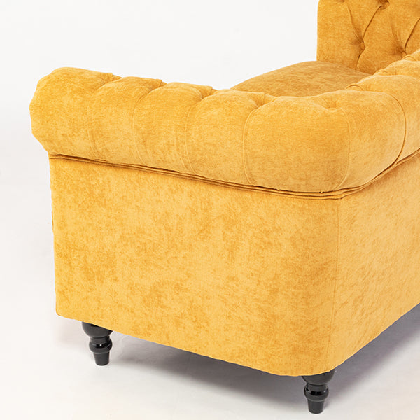 イエローファブリックコンパクトチェスターフィールド2シーターソファ　VINCENT(ヴィンセント)