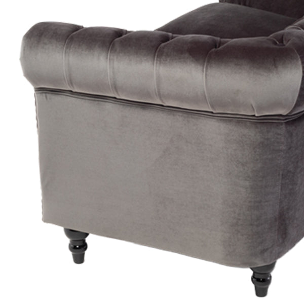 グレーベルベットコンパクトチェスターフィールド2シーターソファ　VINCENT(ヴィンセント)