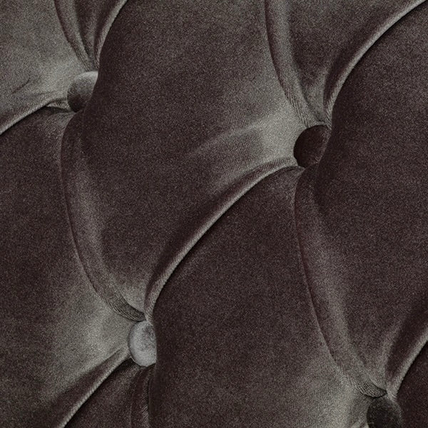 グレーベルベットコンパクトチェスターフィールドシングルソファ　VINCENT