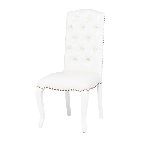 ホワイトPUレザーカブリオールレッグハイバックチェア