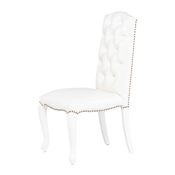 ホワイトPUレザーカブリオールレッグハイバックチェア