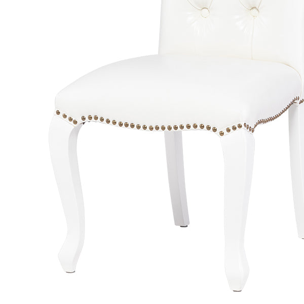 ホワイトPUレザーカブリオールレッグハイバックチェア