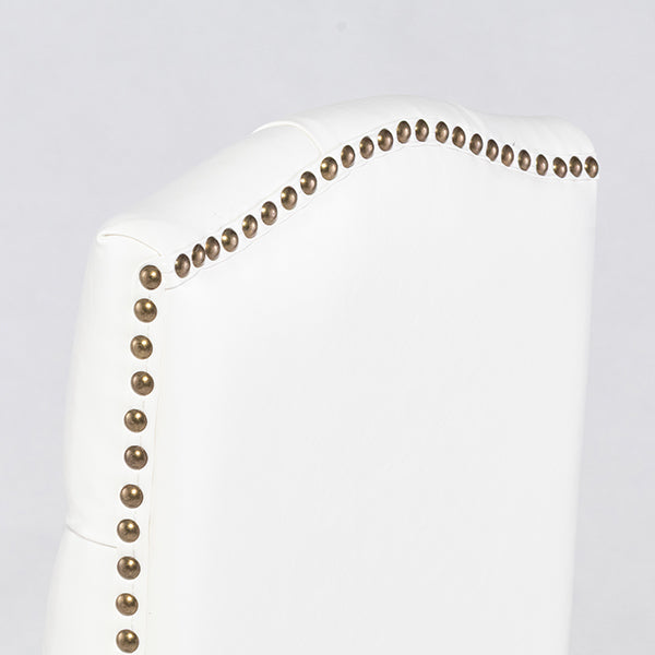 ホワイトPUレザーカブリオールレッグハイバックチェア