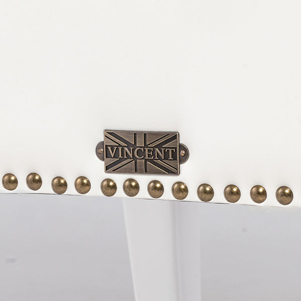 ホワイトPUレザーカブリオールレッグハイバックチェア