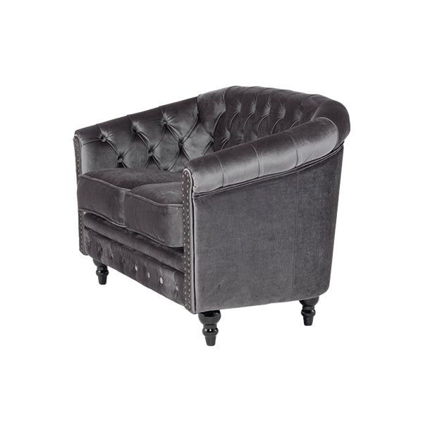 グレーベルベットコンパクトチェスターフィールドラウンジ2シーターソファ　VINCENT