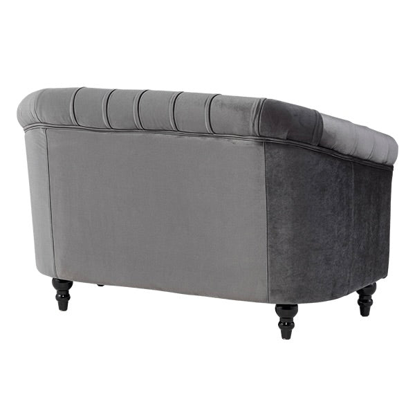 グレーベルベットコンパクトチェスターフィールドラウンジ2シーターソファ　VINCENT