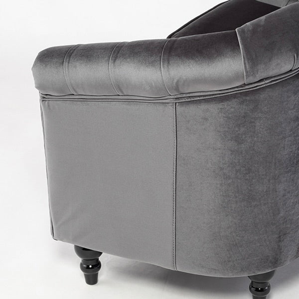 グレーベルベットコンパクトチェスターフィールドラウンジ2シーターソファ　VINCENT