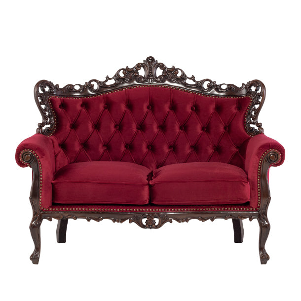 ロココ調2シーターソファ　ブラウン x レッド　Symphony(シンフォニー)