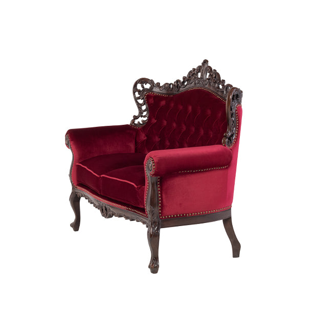 ロココ調2シーターソファ　ブラウン x レッド　Symphony(シンフォニー)