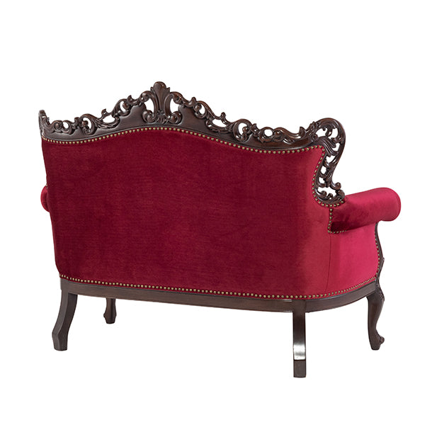 ロココ調2シーターソファ　ブラウン x レッド　Symphony(シンフォニー)