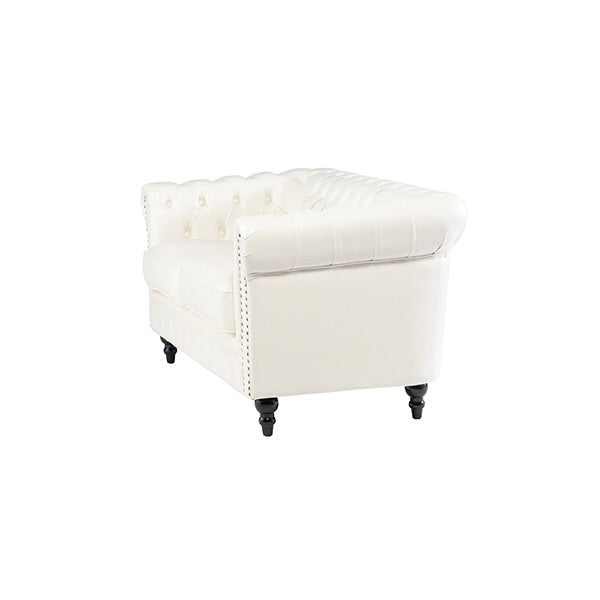 ホワイトPUレザーコンパクトチェスターフィールド2.5シーターソファ　VINCENT(ヴィンセント)