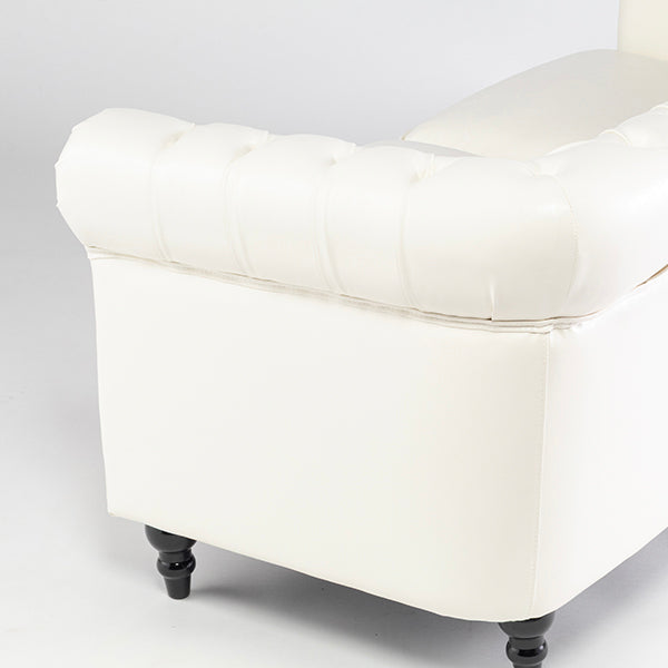 ホワイトPUレザーコンパクトチェスターフィールド2.5シーターソファ　VINCENT(ヴィンセント)