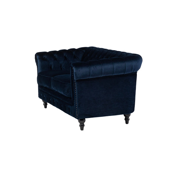 ネイビーブルーベルベットコンパクトチェスターフィールド2.5シーターソファ　VINCENT(ヴィンセント)
