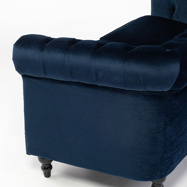 ネイビーブルーベルベットコンパクトチェスターフィールド2.5シーターソファ　VINCENT(ヴィンセント)
