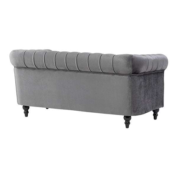 グレーベルベットコンパクトチェスターフィールド2.5シーターソファ　VINCENT(ヴィンセント)