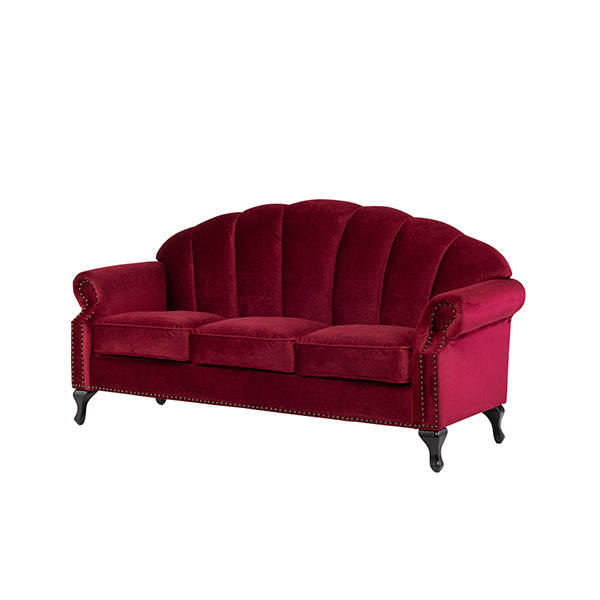 レッドベルベットシェルデザイン3シーターソファ　Shellfa(シェルファ)