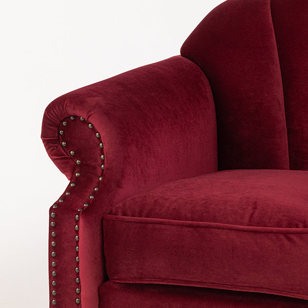 レッドベルベットシェルデザイン3シーターソファ　Shellfa(シェルファ)