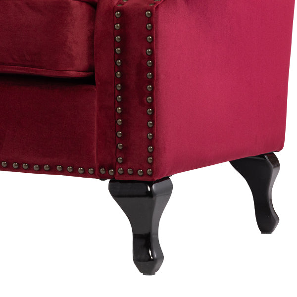 レッドベルベットシェルデザイン3シーターソファ　Shellfa(シェルファ)