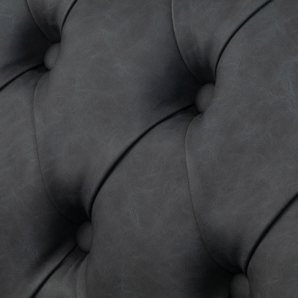 チャコールグレーPUレザーコンパクトチェスターフィールド2.5シーターソファ　VINCENT(ヴィンセント)