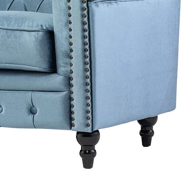 ブルーベルベットコンパクトチェスターフィールド2.5シーターソファ　VINCENT(ヴィンセント)