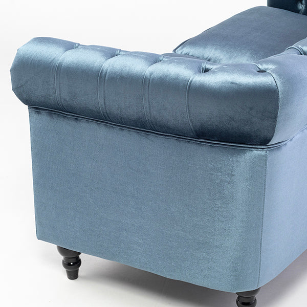 ブルーベルベットコンパクトチェスターフィールド2.5シーターソファ　VINCENT(ヴィンセント)