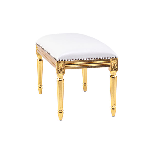 ロココ調スツール　ギルディングゴールド x PUホワイト