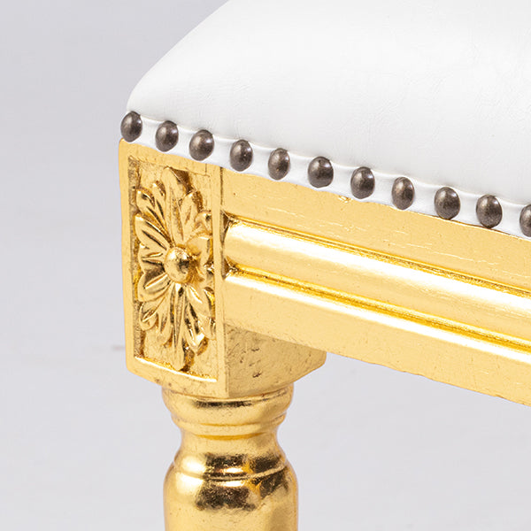 ロココ調スツール　ギルディングゴールド x PUホワイト