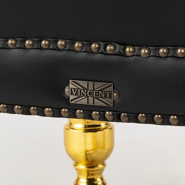 ブラックPUレザーチェスターフィールドハイバックダイニングチェア