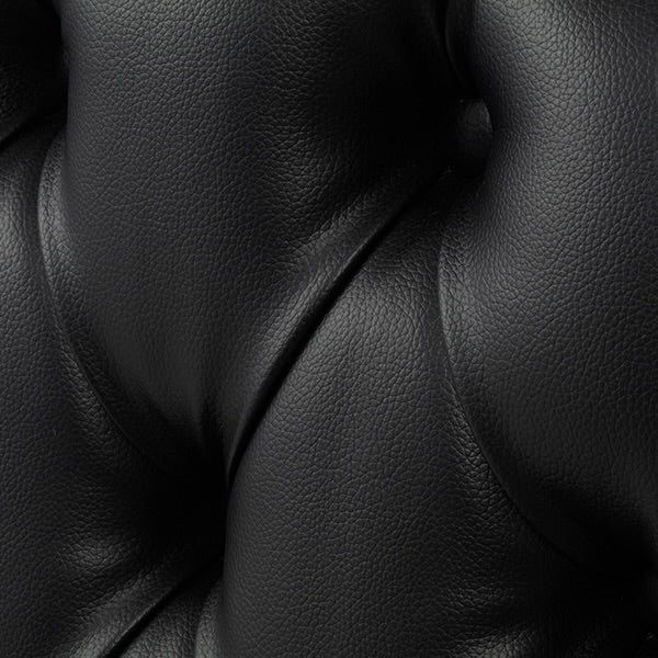 ブラックPUレザーチェスターフィールドハイバックダイニングチェア