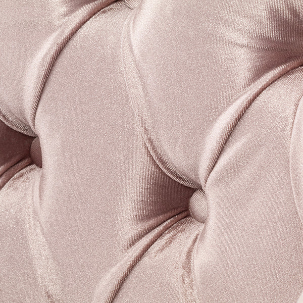 グレイッシュピンクベルベットコンパクトチェスターフィールドラウンジシングルソファ　VINCENT