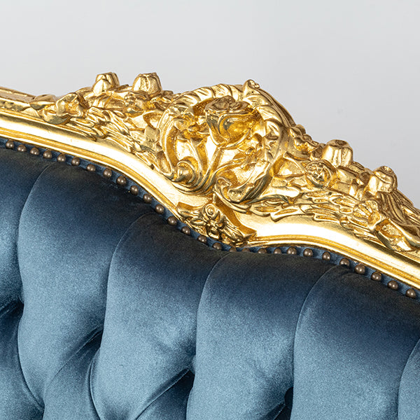ロココラグジュアリー2シーターソファ　ギルディングゴールド x ブルーベルベット