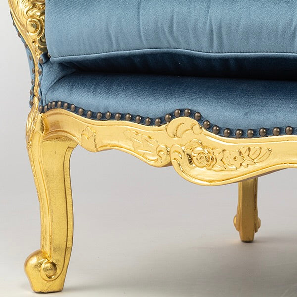 ロココラグジュアリー2シーターソファ　ギルディングゴールド x ブルーベルベット