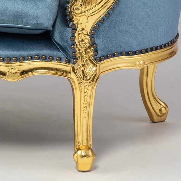 ロココラグジュアリー2シーターソファ　ギルディングゴールド x ブルーベルベット