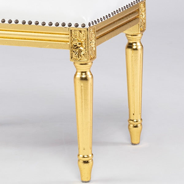 ロココ調スツール　ギルディングゴールド x PUホワイト　Sサイズ