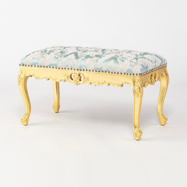 ロココ調スツール　ギルディングゴールド x ダマスク柄