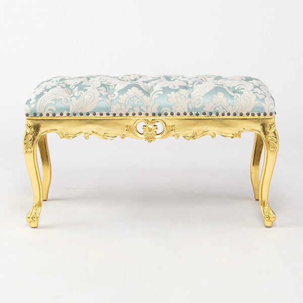 ロココ調スツール　ギルディングゴールド x ダマスク柄