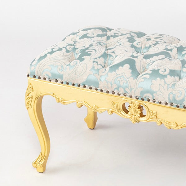 ロココ調スツール　ギルディングゴールド x ダマスク柄