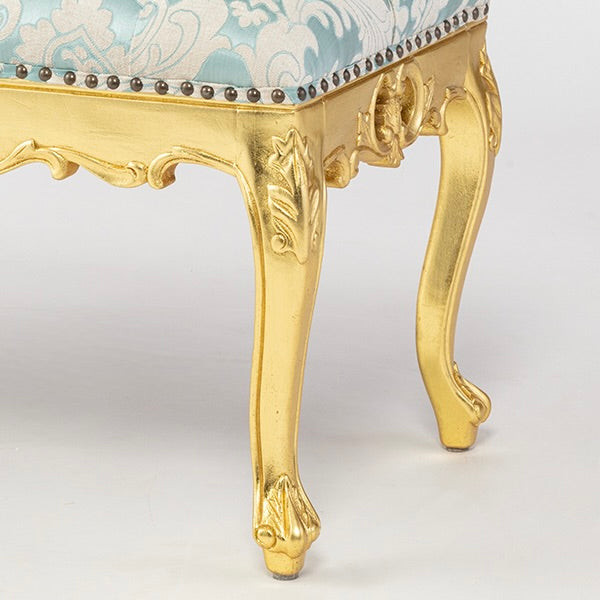 ロココ調スツール　ギルディングゴールド x ダマスク柄