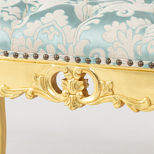 ロココ調スツール　ギルディングゴールド x ダマスク柄