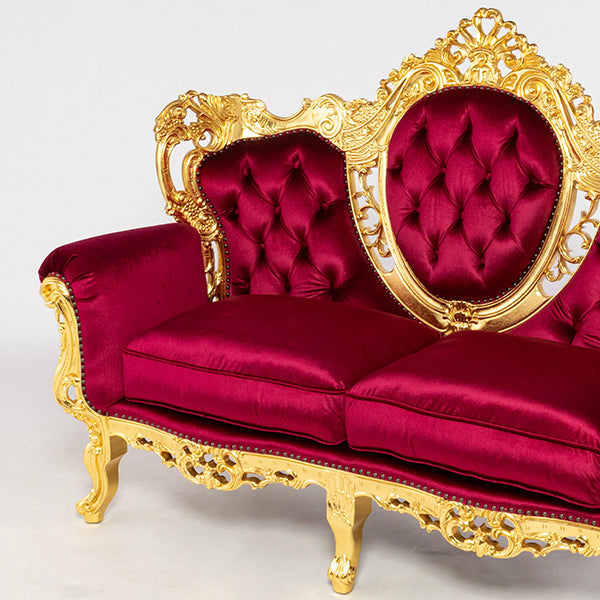 ロココハイグレード2シーターソファ　ギルディングゴールド x ルビーレッド