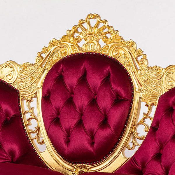 ロココハイグレード2シーターソファ　ギルディングゴールド x ルビーレッド