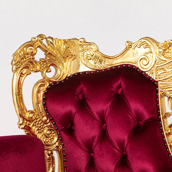 ロココハイグレード2シーターソファ　ギルディングゴールド x ルビーレッド