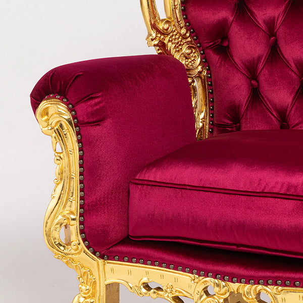 ロココハイグレード2シーターソファ　ギルディングゴールド x ルビーレッド