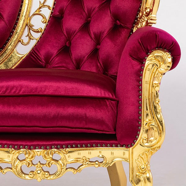 ロココハイグレード2シーターソファ　ギルディングゴールド x ルビーレッド
